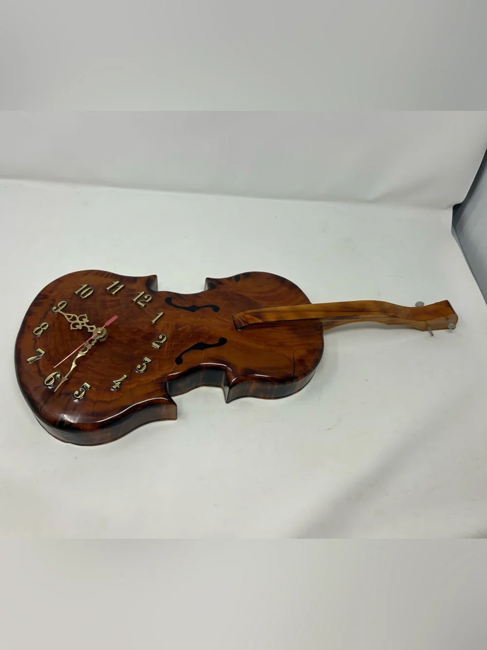 Cypress Wood Clock Violin Vintage and Unique 1985